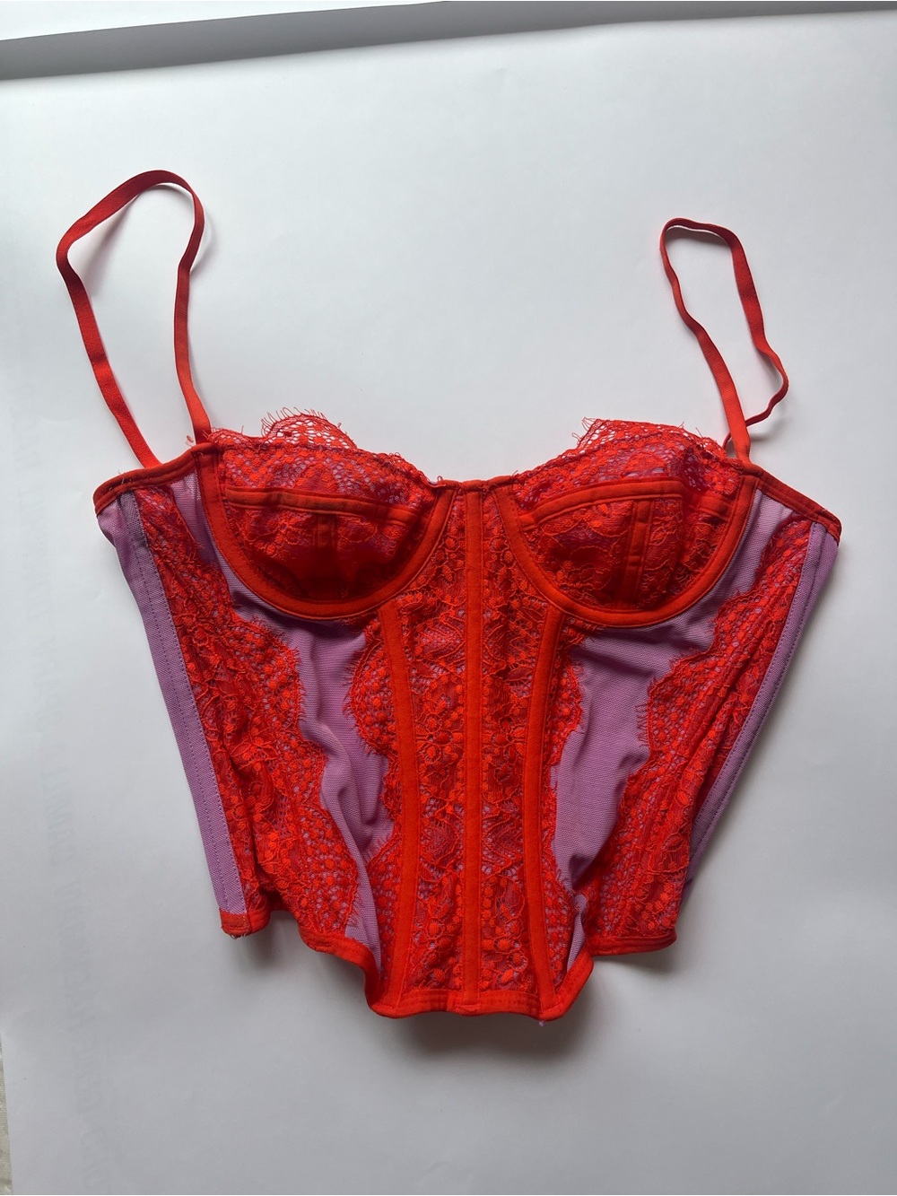 Red Lace Bustier Corset Top - Women Intimates
